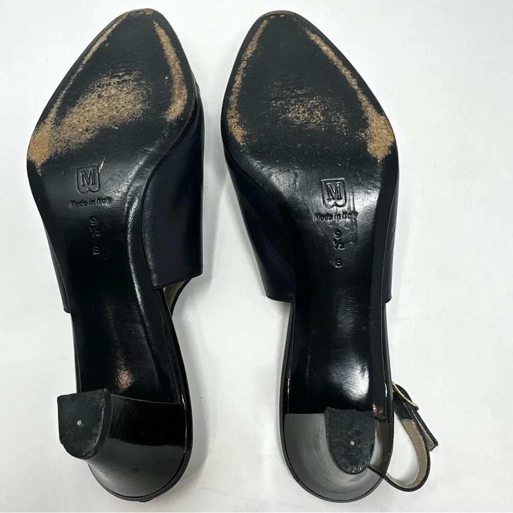 Vintage Bruno Magli for Saks Navy Leather Slingback Heels size 9 1/2 B - Picture 8 of 8